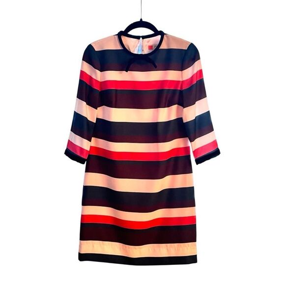 Ted Baker Yakira Striped Shift Dress – Sz S Mod Colorblock 3/4 Sleeve Mini Dress - Picture 3 of 12